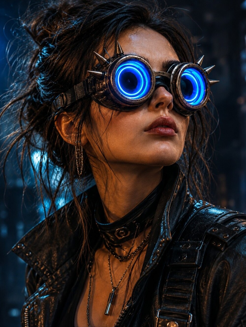 Wicked Lotus Glowing Steampunk Googles Gold Spiky Light Up Cyberpunk Cosplay